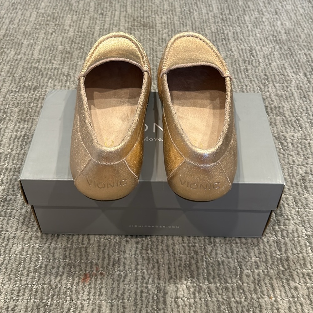 Vionic Metallic Gold Slip-On Loafers - Picture 4 of 5